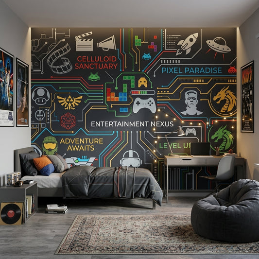 Circuit Board Wallpaper Gaming Pixel Art Removable Wall Decor