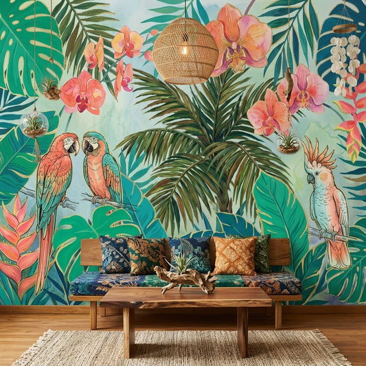Tropical Wallpaper Jungle Foliage Watercolor Wall Mural