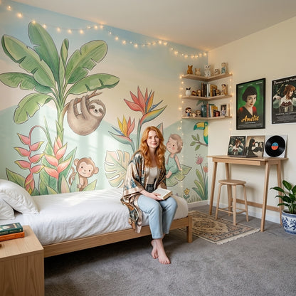 Tropical Wallpaper Jungle Watercolor Removable Wall Decor