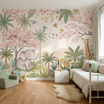 Watercolor Texture Wallpaper Pastel Safari Wall Mural