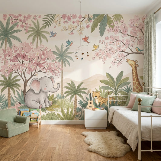 Watercolor Texture Wallpaper Pastel Safari Wall Mural