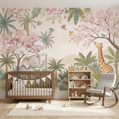Watercolor Texture Wallpaper Pastel Safari Wall Mural