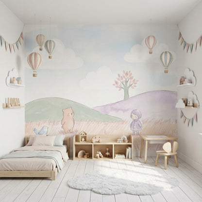 Whimsical Wallpaper Pastel Removable Watercolor Wall Decor