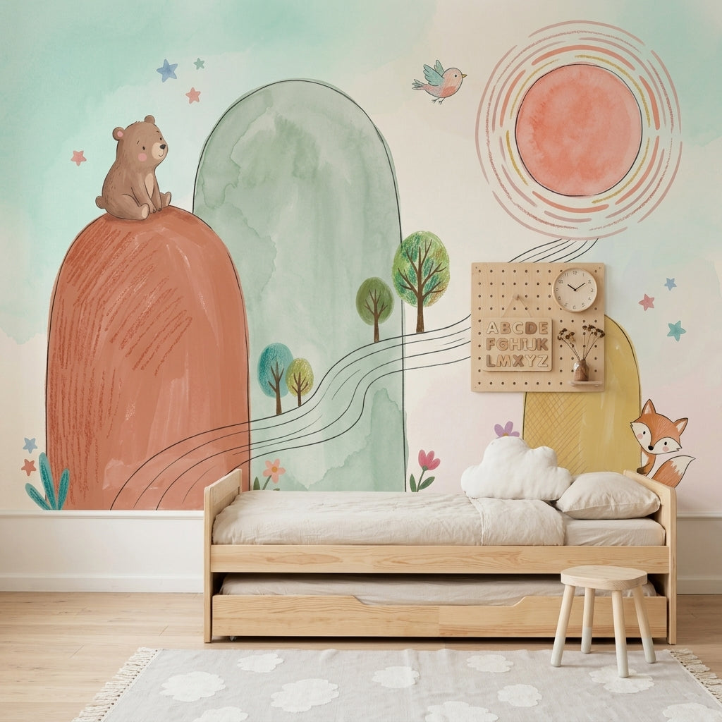 Whimsical Wallpaper Nursery Watercolor Removable Wall Decor