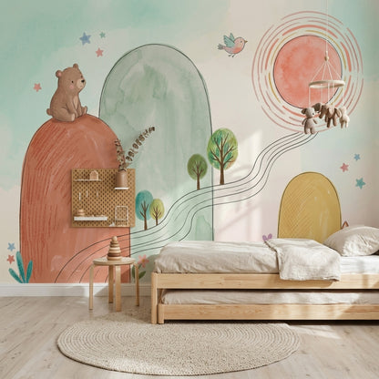 Whimsical Wallpaper Nursery Watercolor Removable Wall Decor