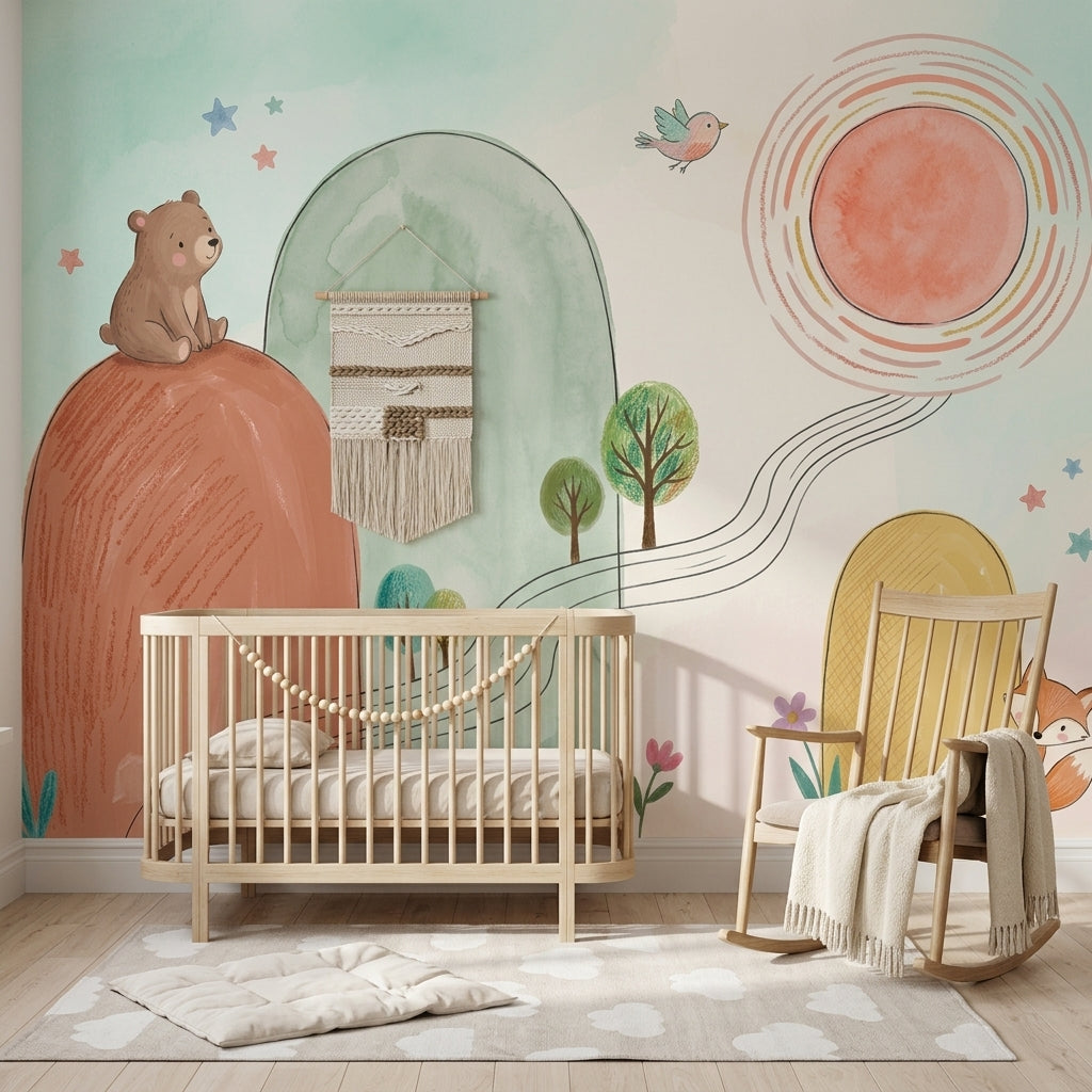 Whimsical Wallpaper Nursery Watercolor Removable Wall Decor