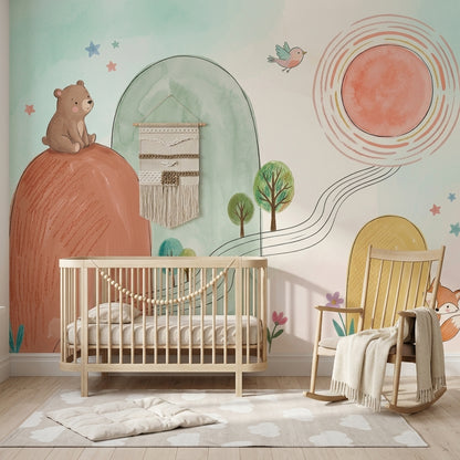 Whimsical Wallpaper Nursery Watercolor Removable Wall Decor