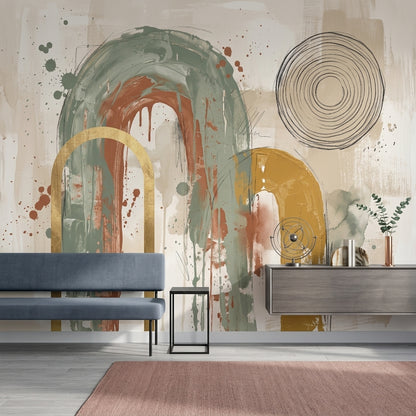 Abstract Wallpaper Arches Removable Mixed Media Wall Decor