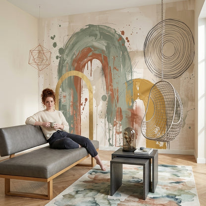 Abstract Wallpaper Arches Removable Mixed Media Wall Decor