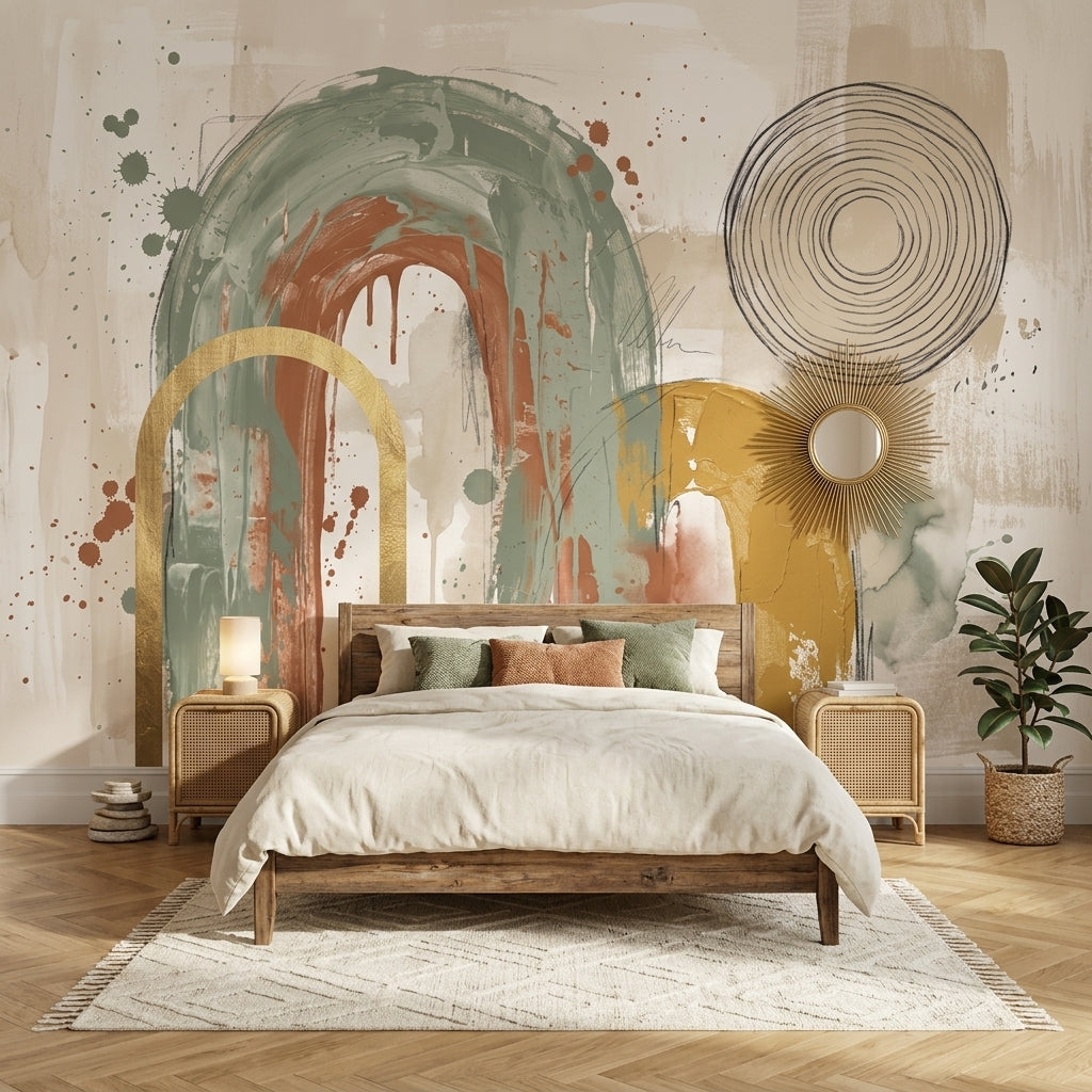 Abstract Wallpaper Arches Removable Mixed Media Wall Decor
