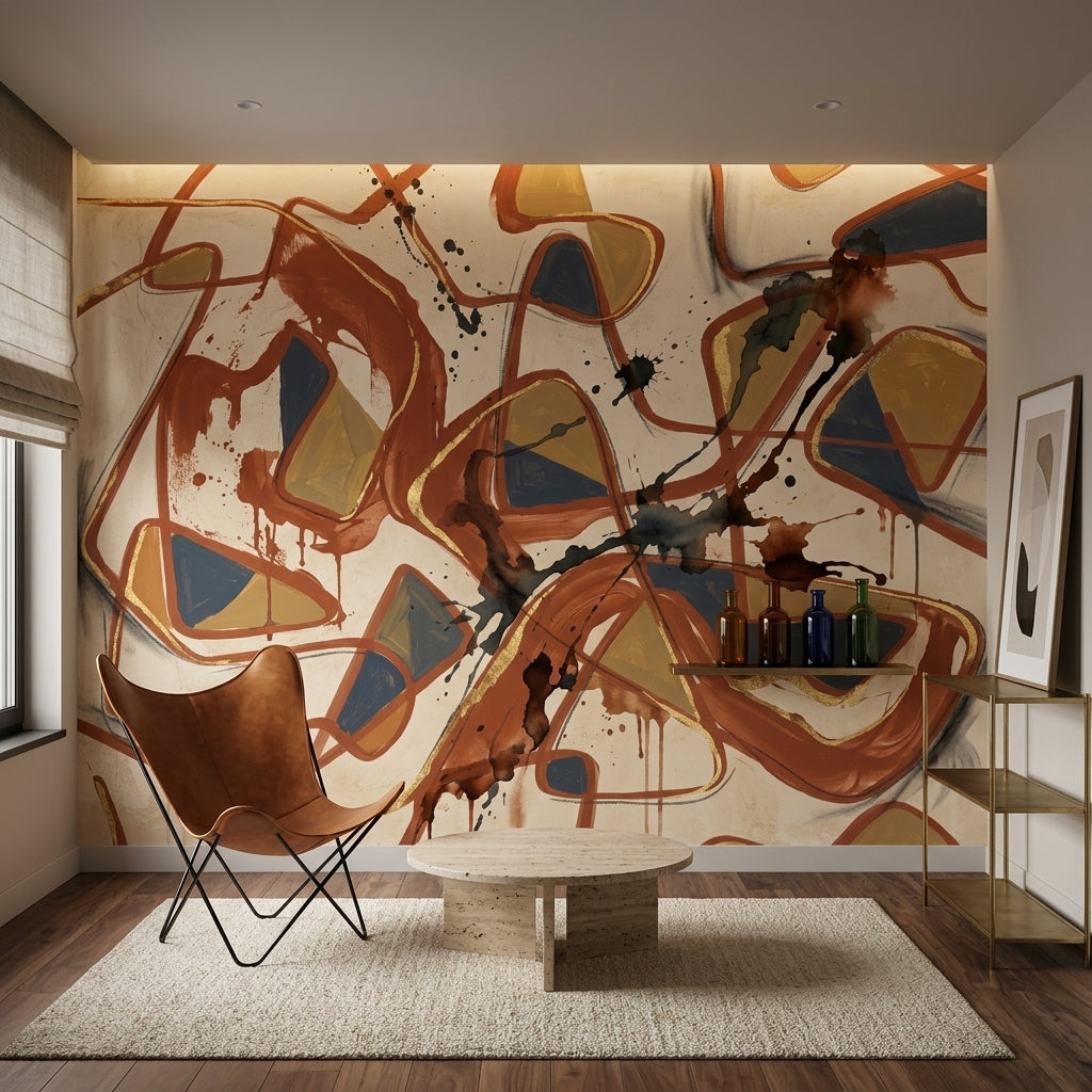 Mid Century Modern Wallpaper Bright Background Modern Wall Mural