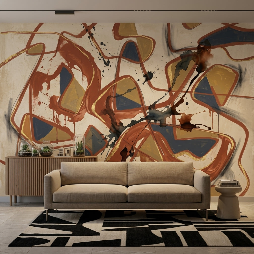 Mid Century Modern Wallpaper Bright Background Modern Wall Mural
