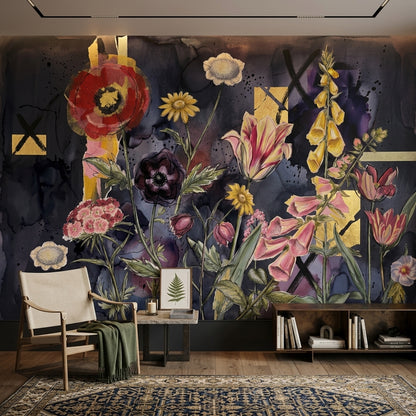 Dark Floral Wallpaper Moody Floral Removable Floral Wall Decor
