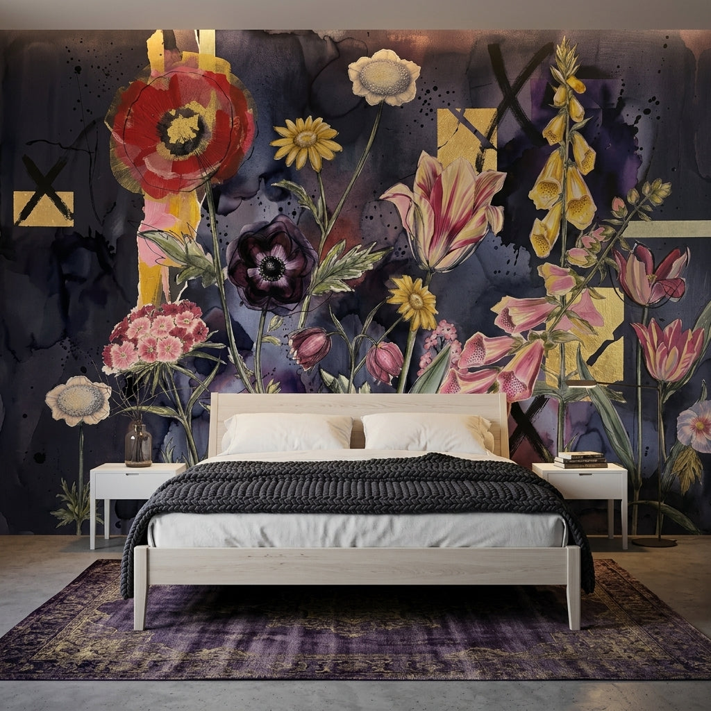 Dark Floral Wallpaper Moody Floral Removable Floral Wall Decor