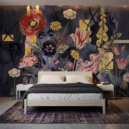 Dark Floral Wallpaper Moody Floral Removable Floral Wall Decor
