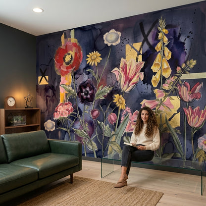 Dark Floral Wallpaper Moody Floral Removable Floral Wall Decor