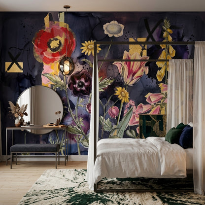 Dark Floral Wallpaper Moody Floral Removable Floral Wall Decor