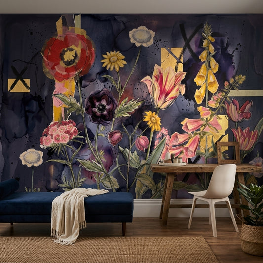 Dark Floral Wallpaper Moody Floral Removable Floral Wall Decor