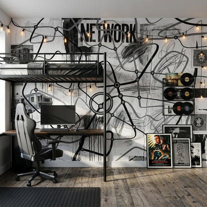 Grunge Texture Wallpaper Urban Collage Subway Map Wall Mural