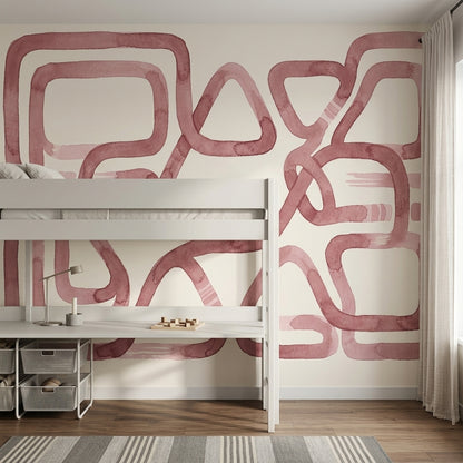 Abstract Geometric Wallpaper Watercolor Dusty Rose Removable Wall Decor