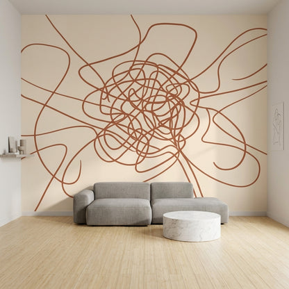 Abstract Line Art Wallpaper Continuous Line Scribble Removable Wall Decor