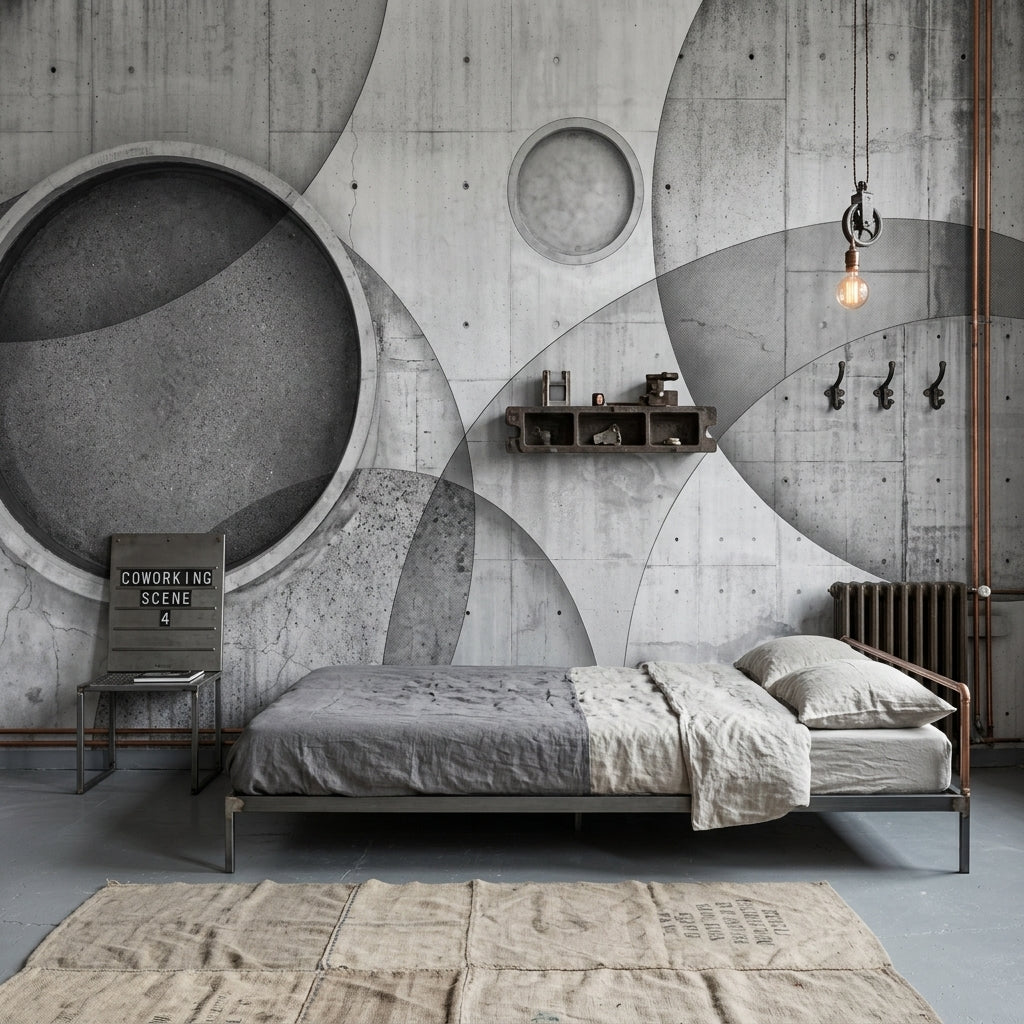 Concrete Texture Wallpaper Cement Finish Removable Industrial Wall Decor