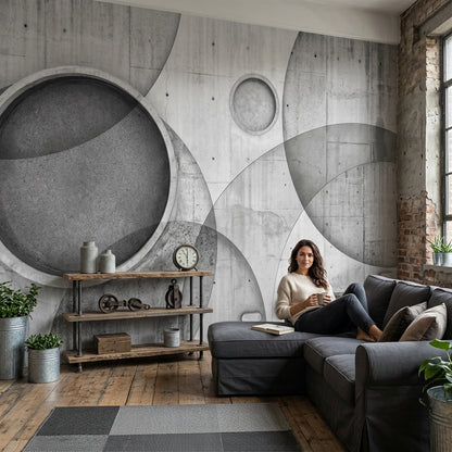 Concrete Texture Wallpaper Cement Finish Removable Industrial Wall Decor