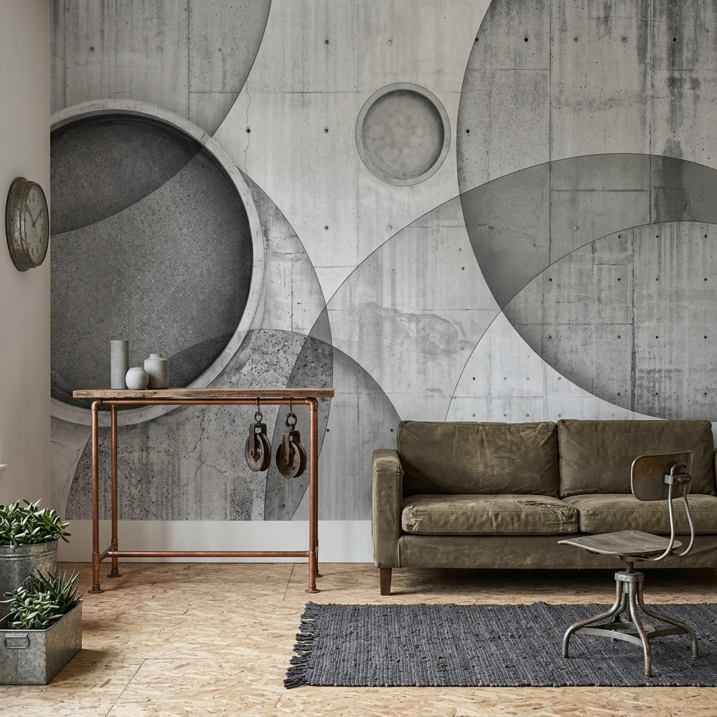 Concrete Texture Wallpaper Cement Finish Removable Industrial Wall Decor