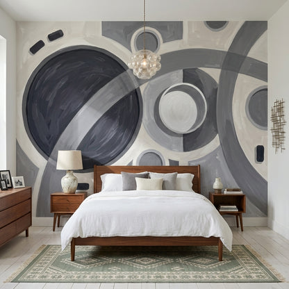 Mid Century Modern Wallpaper Geometric Removable Abstract Wall Decor