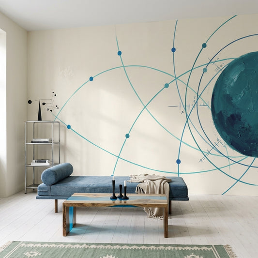 Mid Century Modern Wallpaper Atomic Diagram Orbit Wall Mural