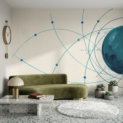 Mid Century Modern Wallpaper Atomic Diagram Orbit Wall Mural