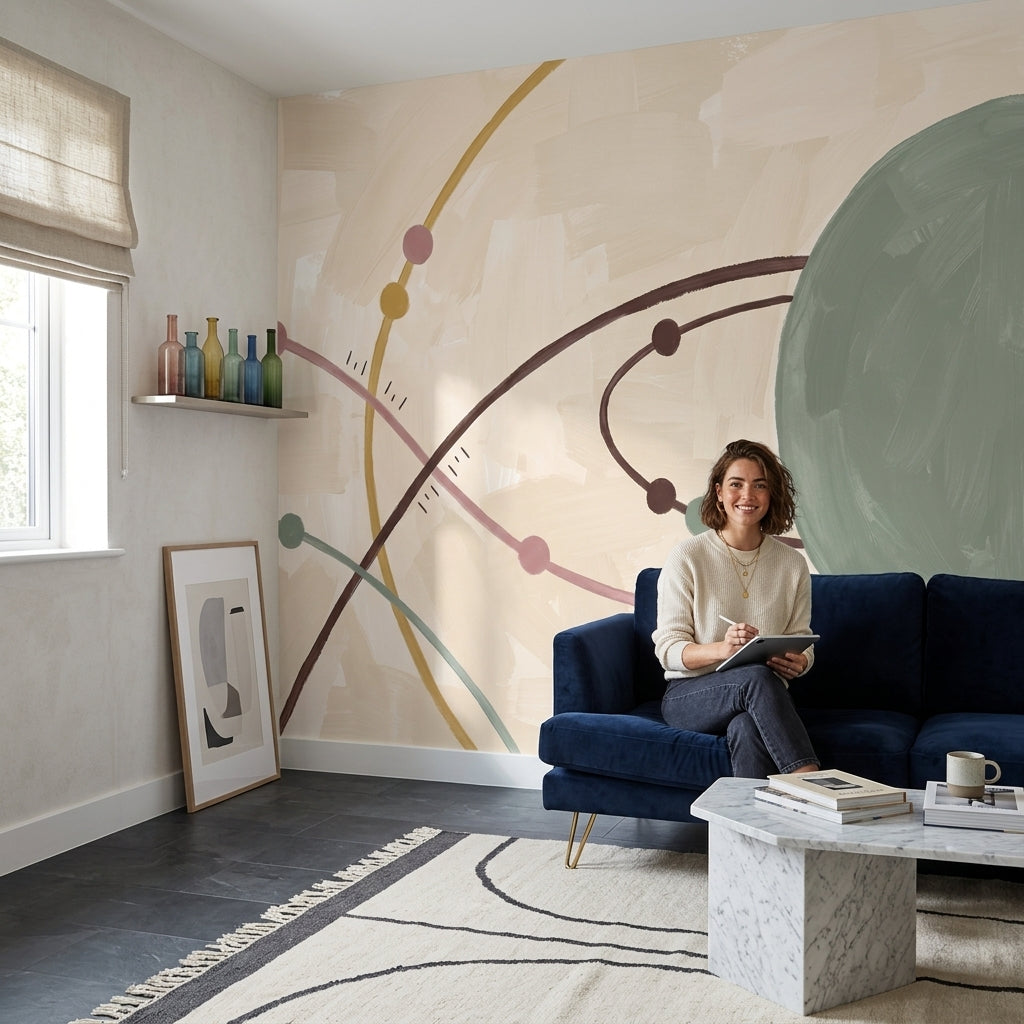 Mid Century Modern Wallpaper Retro Removable Modern Wall Decor