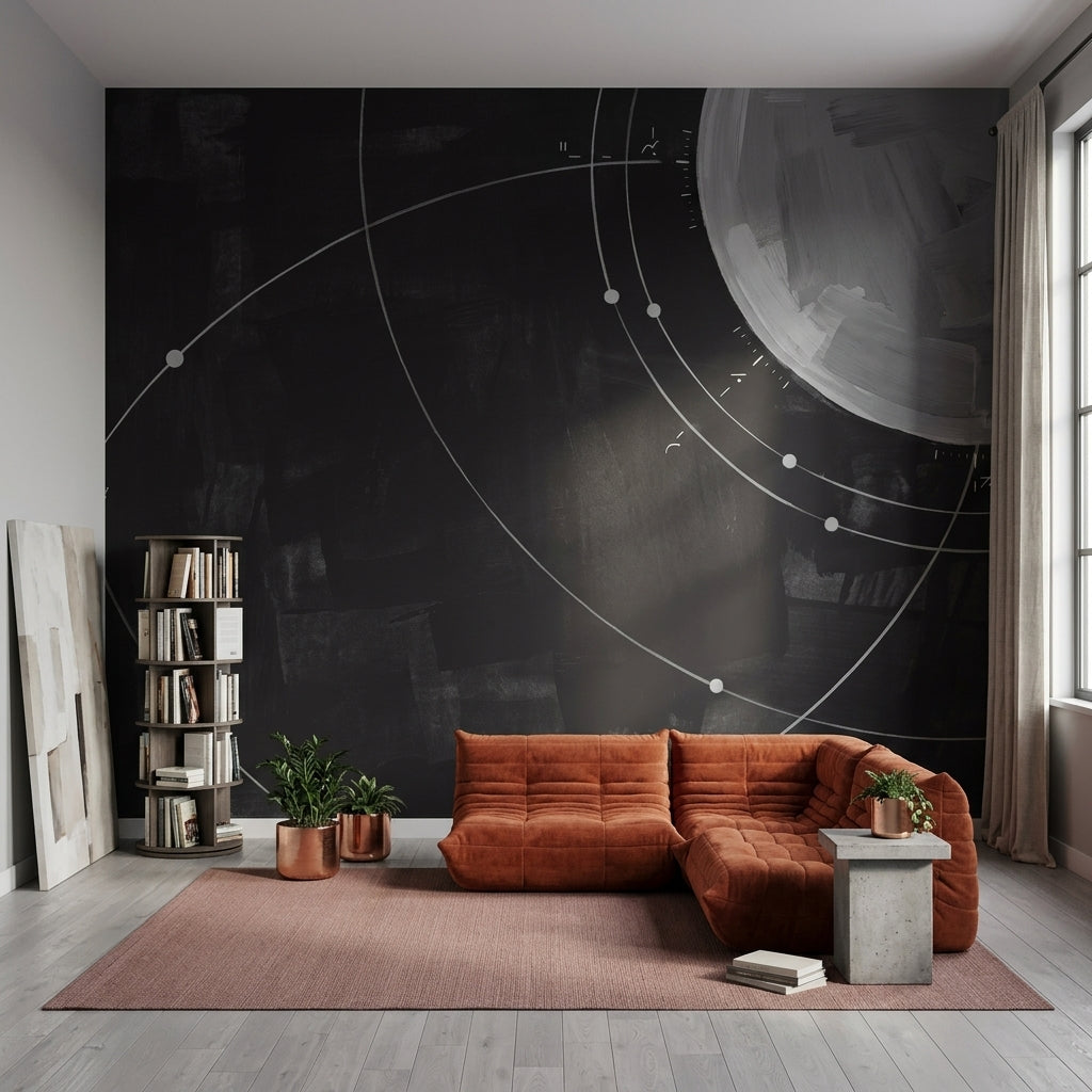 Astronomy Chart Wallpaper Orbit Lines Planet Removable Wall Decor
