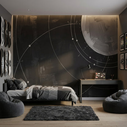 Astronomy Chart Wallpaper Orbit Lines Planet Removable Wall Decor