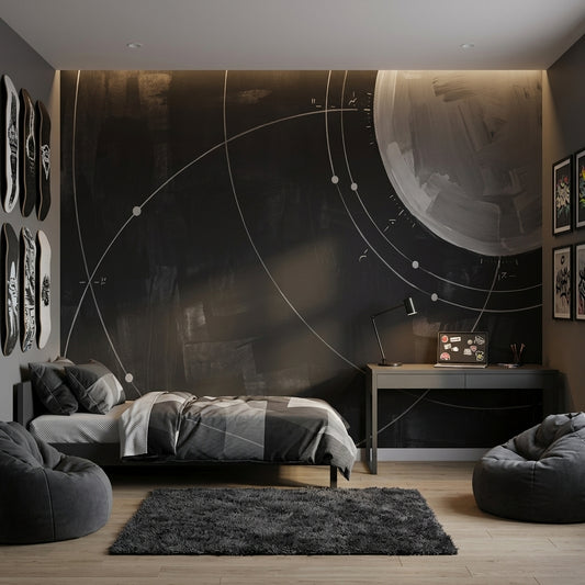 Astronomy Chart Wallpaper Orbit Lines Planet Removable Wall Decor