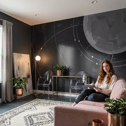 Astronomy Chart Wallpaper Orbit Lines Planet Removable Wall Decor