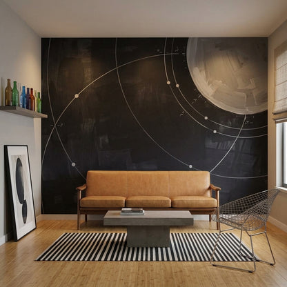 Astronomy Chart Wallpaper Orbit Lines Planet Removable Wall Decor