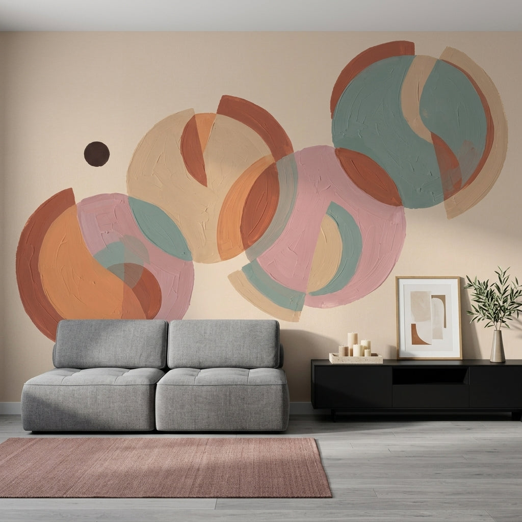 Mid Century Modern Wallpaper Abstract Removable Geometric Wall Decor