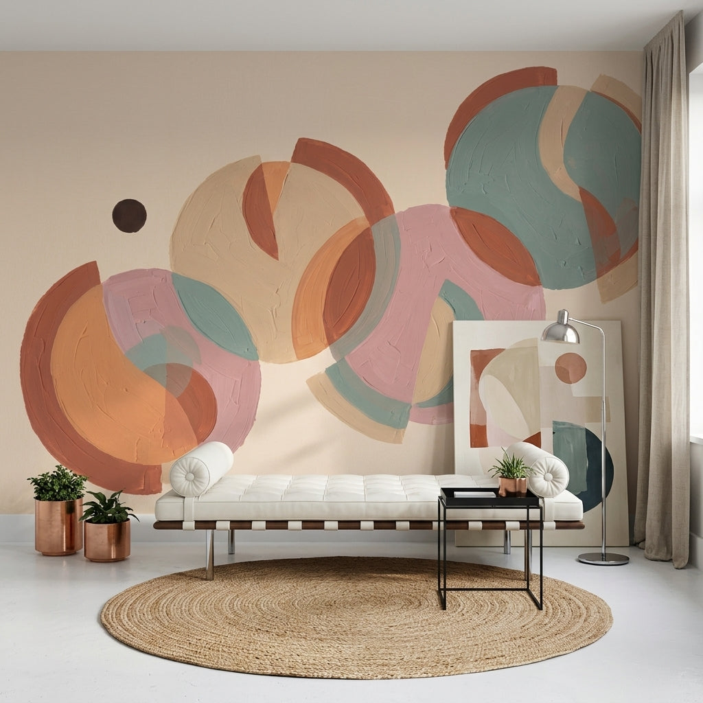 Mid Century Modern Wallpaper Abstract Removable Geometric Wall Decor