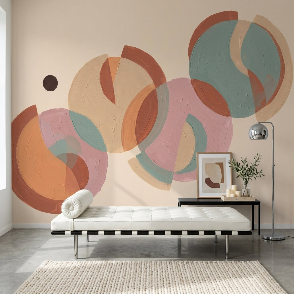 Mid Century Modern Wallpaper Abstract Removable Geometric Wall Decor