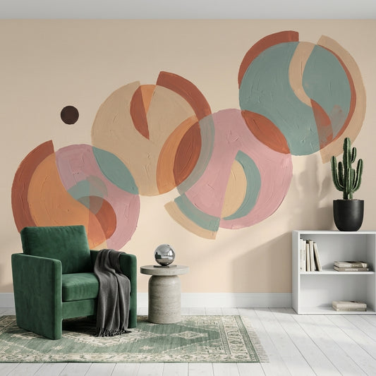 Mid Century Modern Wallpaper Abstract Removable Geometric Wall Decor