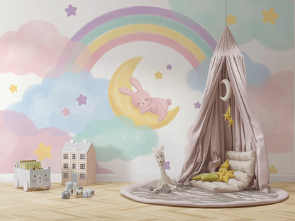 White Background Wallpaper Nursery Removable Kids Room Wall Decor