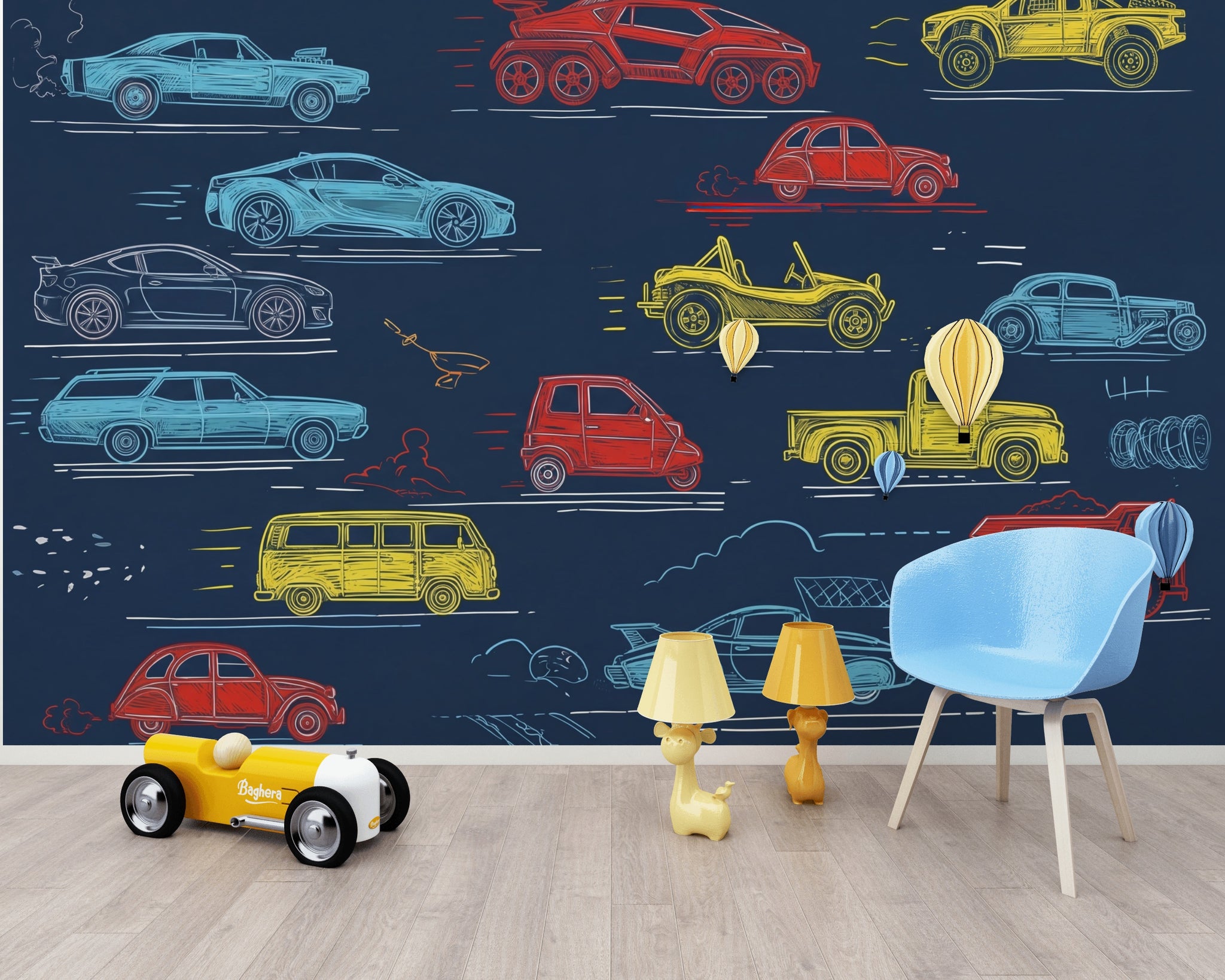 Mid Century Modern Wallpaper Retro Removable Kids Wall Decor