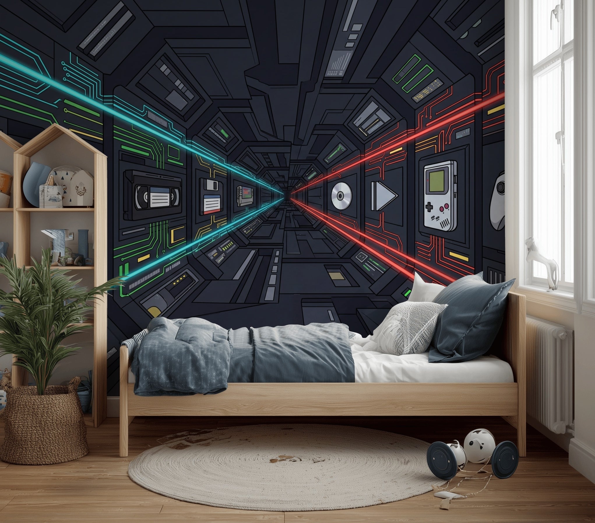 Walls Wallpaper Circuit Gaming Removable Wall Decor