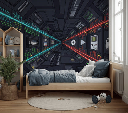 Walls Wallpaper Circuit Gaming Removable Wall Decor