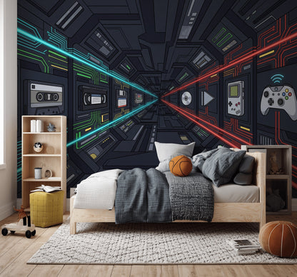 Walls Wallpaper Circuit Gaming Removable Wall Decor