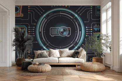 HUD Interface Wallpaper Circuit Board Futuristic Wall Mural