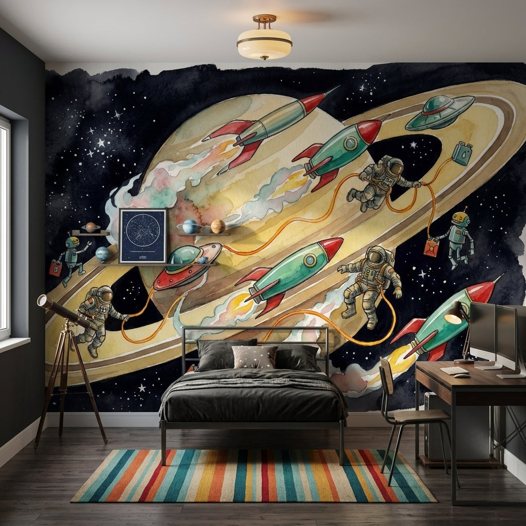 Mid Century Modern Wallpaper Space Kids Wall Mural