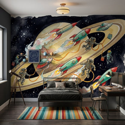 Mid Century Modern Wallpaper Space Kids Wall Mural