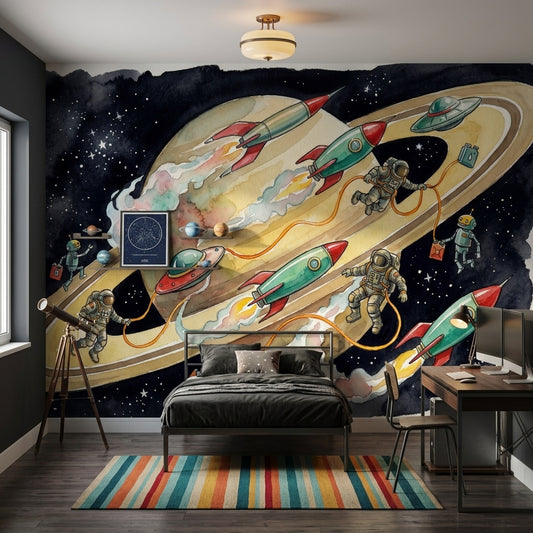 Mid Century Modern Wallpaper Space Kids Wall Mural